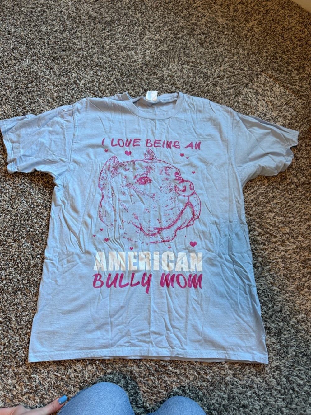 Port and Company Light Blue "I Love Being An American Bully Mom" Graphic Tee